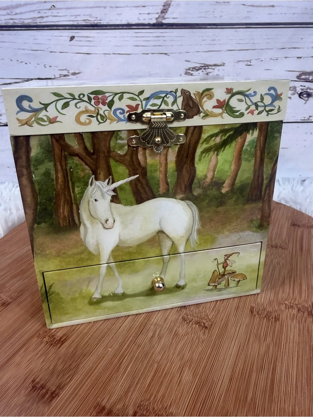 Enchantmints Unicorn Forest Musical Jewelry Box B1202 Vintage Style